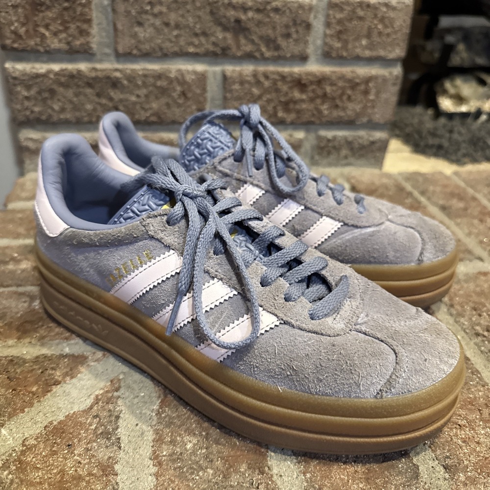 Adidas Original Gazelle Bold J Shoes Youth Sz 5 Grayish Blue Womens Sz 7 JQ1297